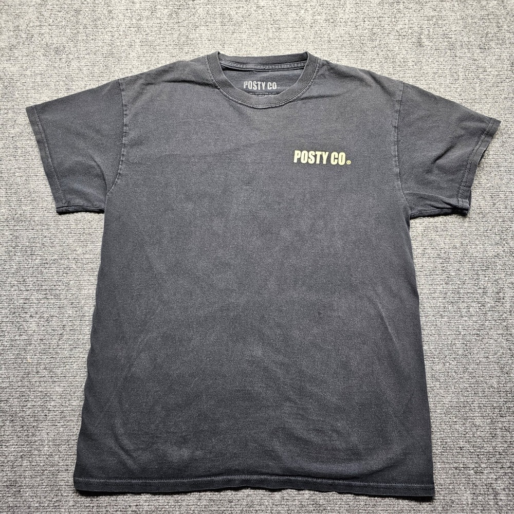 Post Malone Posty Co Graphic T-Shirt Mens Medium Faded Black Short Sleeve Tee